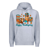 Heather Grey happy thanksgiving coffee Premium Hoodie - JahusDesignShop