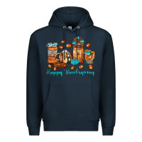 Navy happy thanksgiving coffee Premium Hoodie - JahusDesignShop