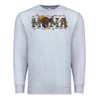Heather Grey Mama with highland cow Premium Sweatshirt - RanaPortraitStore