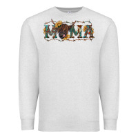 Oatmeal Heather Mama with highland cow Premium Sweatshirt - RanaPortraitStore