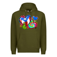 Army Green western leopard puerto rico   hearts Premium Hoodie - AdoDesignShop