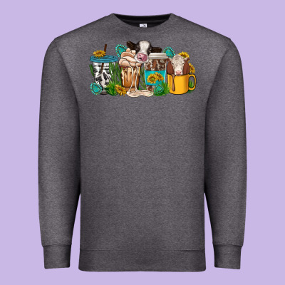 Premium Sweatshirt western cow coffee cup
