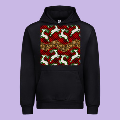 Christmas Deer And Plaid Seamless Pattern Urban Hoodie Designed By Bundleandbundleshop