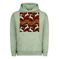 Pigment Oil Green christmas deer and plaid seamless pattern Urban Hoodie - BundleAndBundleShop