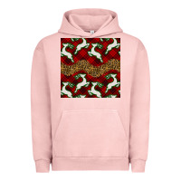 Pigment Salmon christmas deer and plaid seamless pattern Urban Hoodie - BundleAndBundleShop