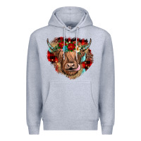 Heather Grey christmas cow gemstone Premium Hoodie - JahusDesignShop