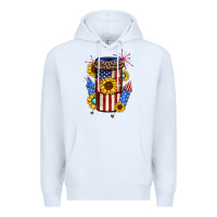 White 4th of july coffee cup Premium Hoodie - JahusDesignShop