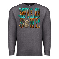 Charcoal Heather wild soul with skeleton hand Premium Sweatshirt - texasbilliewilder