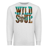 Oatmeal Heather wild soul with skeleton hand Premium Sweatshirt - texasbilliewilder