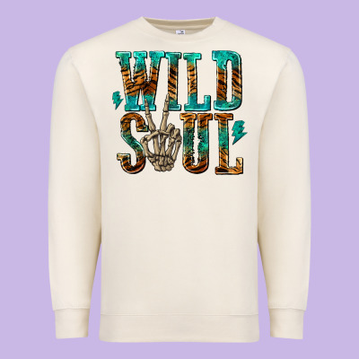 Premium Sweatshirt wild soul with skeleton hand