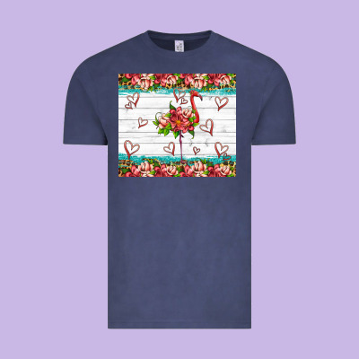 Flamingo With Tropical Flowers Vintage Tee Designed By Artiststas