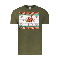 Vintage Olive flamingo with tropical flowers Vintage Tee - Artiststas