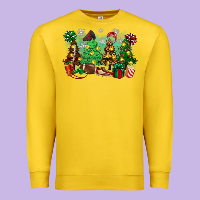 Christmas Trees With Football Premium Sweatshirt Designed By Zillion Design Studio