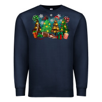 Navy christmas trees with football Premium Sweatshirt - Zillion Design Studio