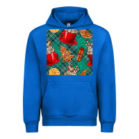 Cobalt christmas hot chocolate and cookie seamless pattern Urban Hoodie - BundleAndBundleShop