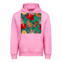 Fuchsia Pink christmas hot chocolate and cookie seamless pattern Urban Hoodie - BundleAndBundleShop