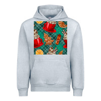 Heather Grey christmas hot chocolate and cookie seamless pattern Urban Hoodie - BundleAndBundleShop