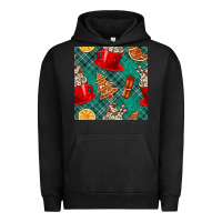 Pigment Black christmas hot chocolate and cookie seamless pattern Urban Hoodie - BundleAndBundleShop