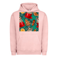 Pigment Salmon christmas hot chocolate and cookie seamless pattern Urban Hoodie - BundleAndBundleShop