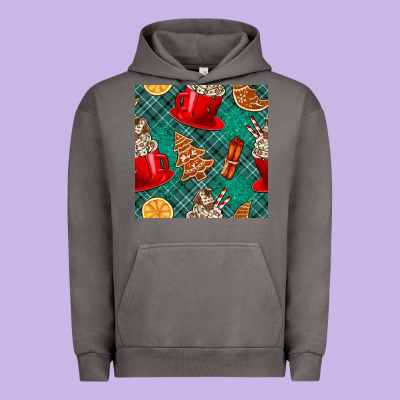 Christmas Hot Chocolate And Cookie Seamless Pattern Urban Hoodie Designed By Bundleandbundleshop