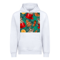 White christmas hot chocolate and cookie seamless pattern Urban Hoodie - BundleAndBundleShop