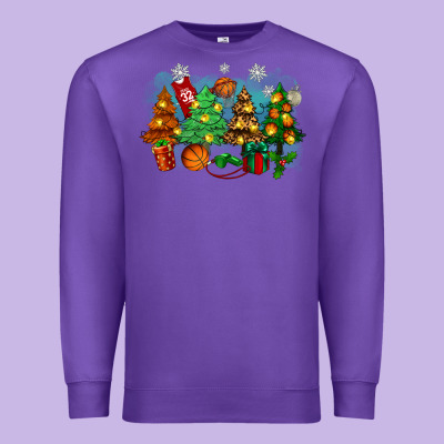 Christmas Trees With Basketball Premium Sweatshirt Designed By Zillion Design Studio