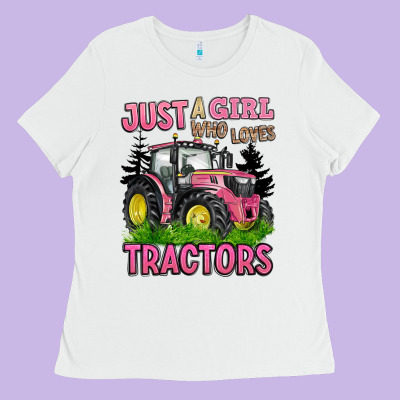 Just A Girl Who Loves Tractors Ladies Tee Designed By Barkaloodesign