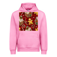 Fuchsia Pink christmas gingerbread cookie house seamless pattern Urban Hoodie - BundleAndBundleShop