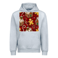 Heather Grey christmas gingerbread cookie house seamless pattern Urban Hoodie - BundleAndBundleShop
