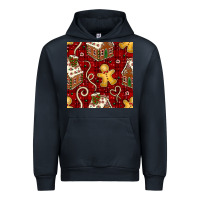 Navy christmas gingerbread cookie house seamless pattern Urban Hoodie - BundleAndBundleShop