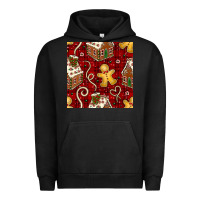 Pigment Black christmas gingerbread cookie house seamless pattern Urban Hoodie - BundleAndBundleShop