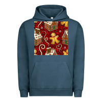 Pigment Midnight Navy christmas gingerbread cookie house seamless pattern Urban Hoodie - BundleAndBundleShop