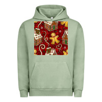 Pigment Oil Green christmas gingerbread cookie house seamless pattern Urban Hoodie - BundleAndBundleShop
