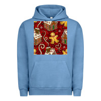 Pigment Pebble Blue christmas gingerbread cookie house seamless pattern Urban Hoodie - BundleAndBundleShop
