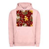 Pigment Salmon christmas gingerbread cookie house seamless pattern Urban Hoodie - BundleAndBundleShop