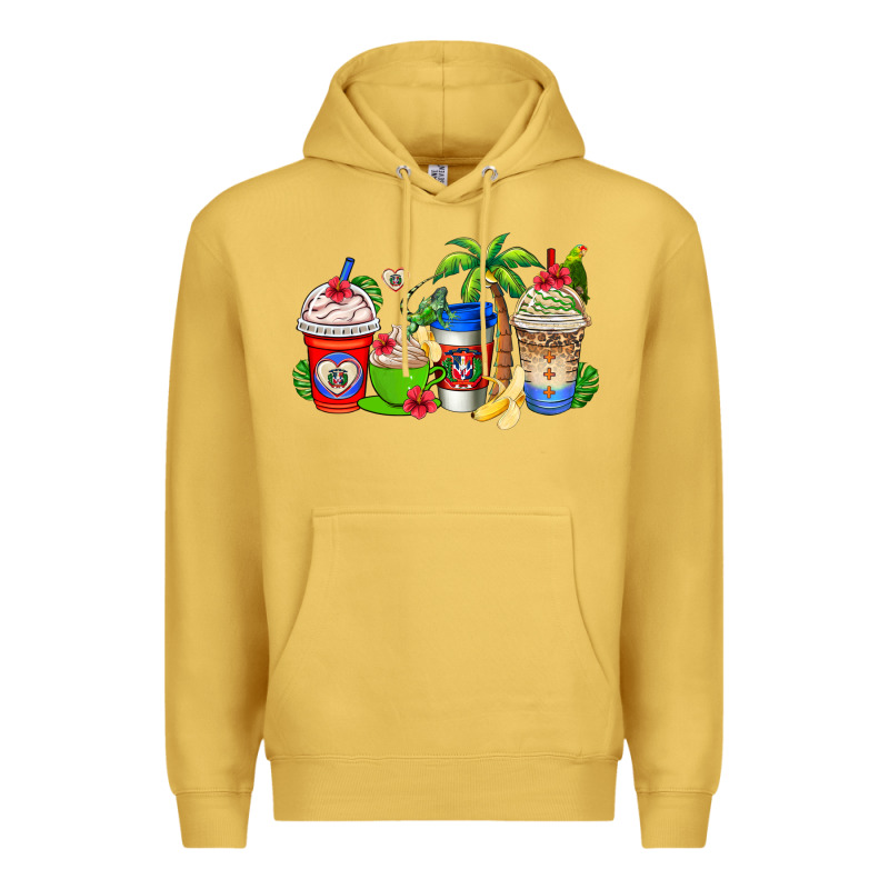 Dominican Republic Coffee Cups Premium Hoodie by AdoDesignShop | Teevron