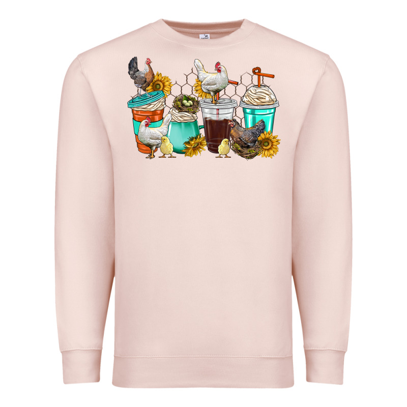 Chicken Coffee Cups Premium Sweatshirt by texasbilliewilder | Teevron