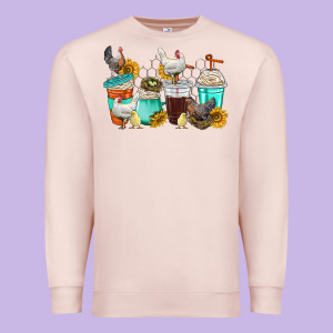 Chicken Coffee Cups Premium Sweatshirt Designed By Texasbilliewilder