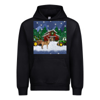 Black christmas town and farm tractor seamless pattern Urban Hoodie - BundleAndBundleShop