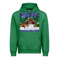 Emerald christmas town and farm tractor seamless pattern Urban Hoodie - BundleAndBundleShop