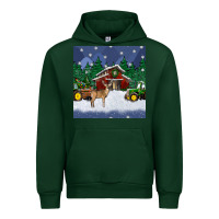 Forest Green christmas town and farm tractor seamless pattern Urban Hoodie - BundleAndBundleShop