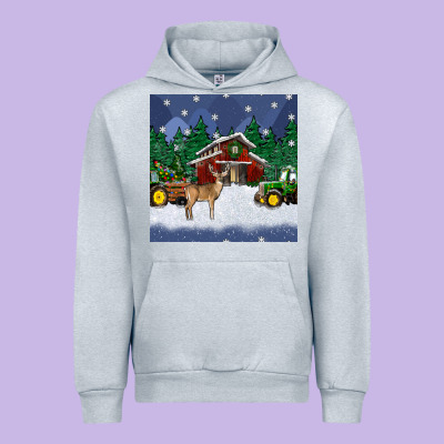 Christmas Town And Farm Tractor Seamless Pattern Urban Hoodie Designed By Bundleandbundleshop