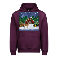 Mauve Wine christmas town and farm tractor seamless pattern Urban Hoodie - BundleAndBundleShop