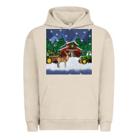 Pigment French Oak christmas town and farm tractor seamless pattern Urban Hoodie - BundleAndBundleShop