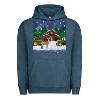 Pigment Midnight Navy christmas town and farm tractor seamless pattern Urban Hoodie - BundleAndBundleShop