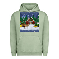 Pigment Oil Green christmas town and farm tractor seamless pattern Urban Hoodie - BundleAndBundleShop
