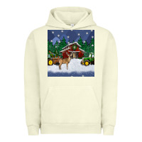 Pigment Pistachio christmas town and farm tractor seamless pattern Urban Hoodie - BundleAndBundleShop