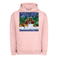 Pigment Salmon christmas town and farm tractor seamless pattern Urban Hoodie - BundleAndBundleShop