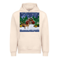 Sandshell christmas town and farm tractor seamless pattern Urban Hoodie - BundleAndBundleShop