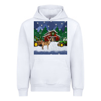White christmas town and farm tractor seamless pattern Urban Hoodie - BundleAndBundleShop